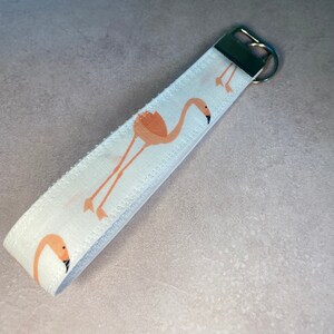 Pink flamingos wristlet lanyard