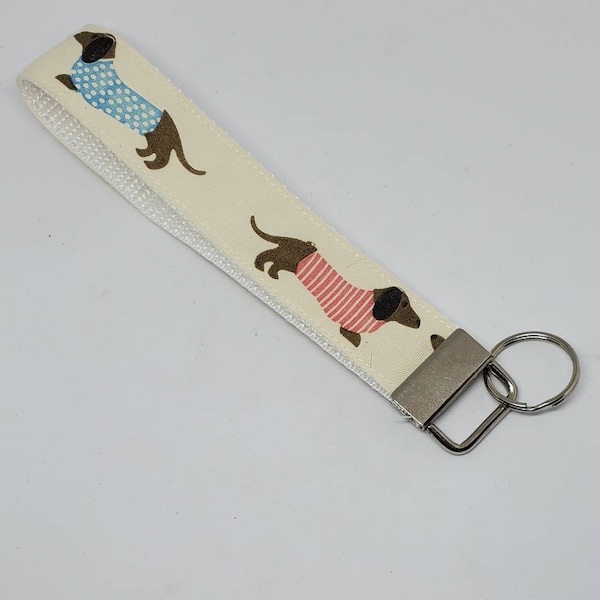 Dachshund Wiener Dog Key Fob Wristlet Keychain Link Soft Fabric