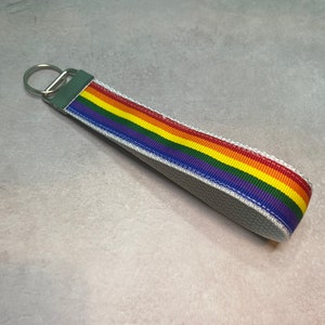 Rainbow wristlet lanyard key fob