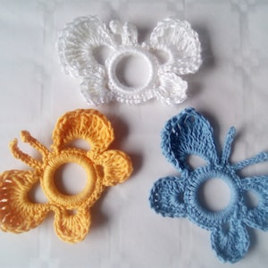 6 napkin rings crocheted vintage style napkin holder butterfly napkin holders wedding communion baptism