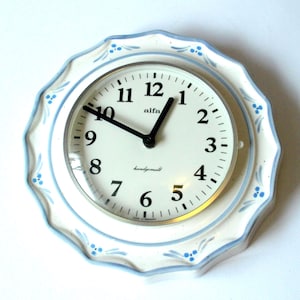 Kitchen clock vintage ceramic Alfa Quartz hand-painted mid-century wall decoration retro kitchen handmade Kitchen Clock West Germany
