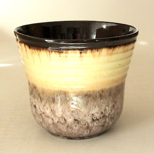 Stylish Flowerpot Fat Lava Ceramic Vintage black brown white beige planter 70s mid century Planter WGP brown black white beige
