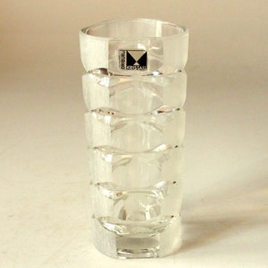 70s Triangular Driburg Crystal Vase Glass Clear West Germany Crystal Glass Satin Transparent mid century Design Vase Skandi style