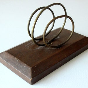 Antiguo porta cartas, servilletero, servilletero vintage, cuenco de madera, soporte para cartas boho, soporte para cartas boho de los años 50, servilletero de madera
