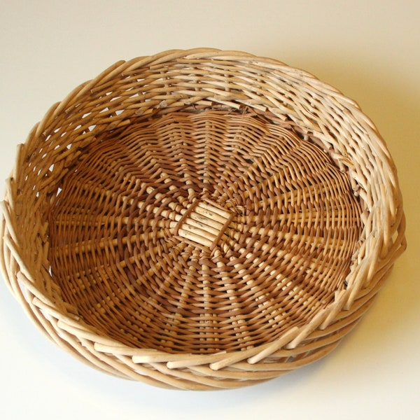 Tablett geflochten Weide Vintage Rattan Serviertablett Nussschale Brötchenkorb 1970er Landhaus retro tray wicker willow Korb Aufbewahrung