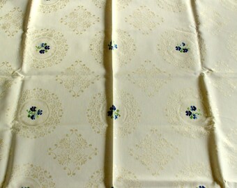Hand-embroidered tablecloth large vintage cream-white tablecloth embroidery 60s cotton linen German mid century table cloth