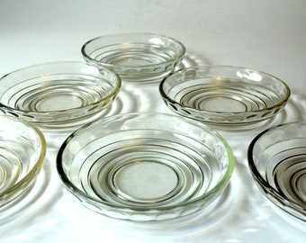Smoked Glass Dessert Bowls Set Pressed Glass Bowl Bowls Bowl Vintage Glass Grey Relief mid century Plain Salad Ice Pudding
