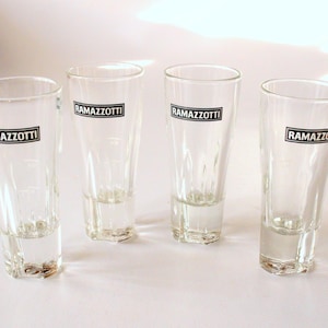 4 glasses Ramazotti short drink glasses mid century tumbler set water glasses shot glasses skat evening digestive