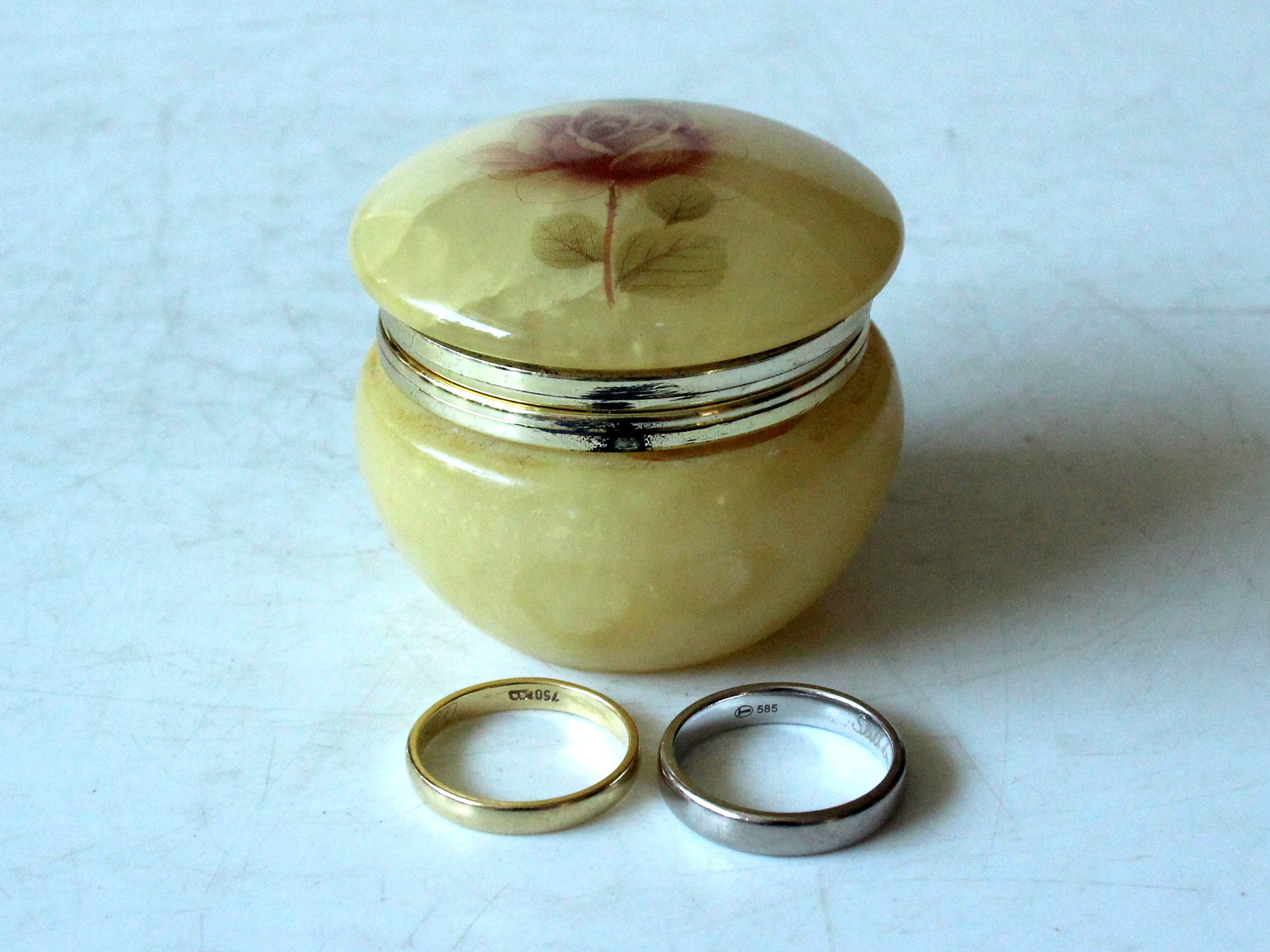 Boîte à Bijoux Ancienne En Albâtre/Marbre - Vintage Français - Décoration