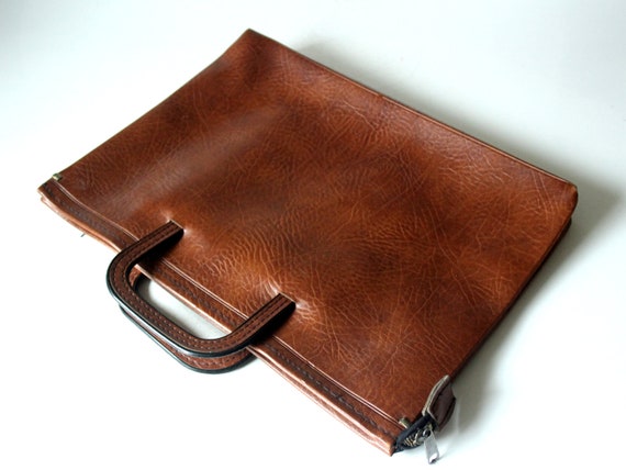 Briefcase vintage 50s 60s brown leather West Germ… - image 1