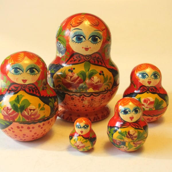 Matruschka Figuren Vintage Handarbeit Sammlerfigur Russland Dekoration Kinderzimmer matrjoschka matroschka nesting dolls collectible