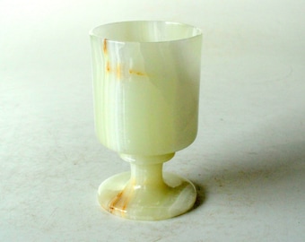 Mug Goblet Alabaster Vase Onyx Vintage Massive 70s Pen Holder Handmade Bowl Italy mid century Onix Trinket Bowl