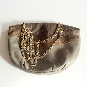 Italy Leather Shoulder Bag Handbag Vintage brown/grey Bag Leather brown Shoulder Bag 80s 90s