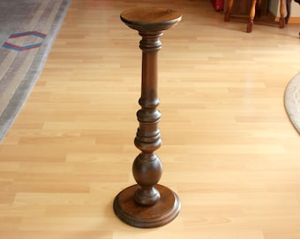 Elegante supporto per fiori alto in legno, tornito, fatto a mano, colonna portafiori vintage, piedistallo, supporto per fiori boho, supporto per piante, legno, Germania Ovest