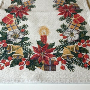 Table Runner Christmas Print Tablecloth Christmas Blanket Vintage Tablecloth Scandinavian Hygge 70s Middle Blanket Christmas Tablerunner