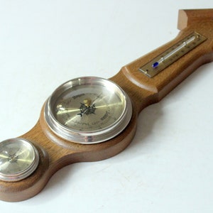 Stazione meteorologica vintage legno metallo vetro con termometro MCM design stazione meteorologica metà secolo