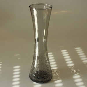 ALWE Krakelee Smoked Glass Vase Crystal Glass West Germany Vintage Glass Grey Black Mid century Hand Blown Rare Vase Skandi style