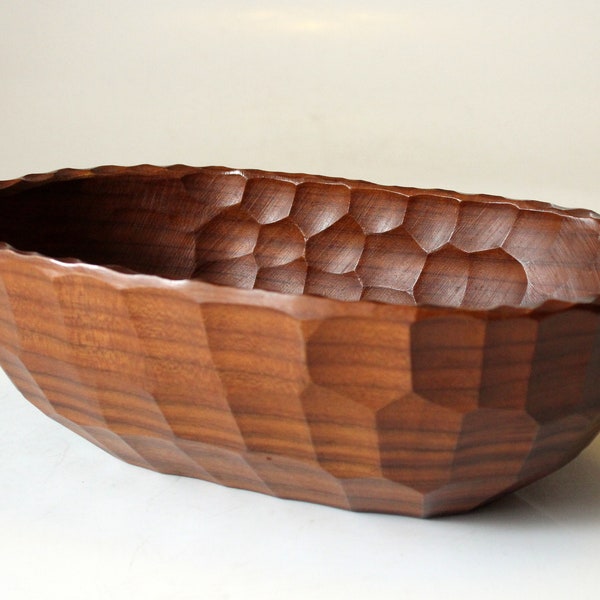 Bowl teak wood bowl vintage wood bowl mid century 70s bowl teak olive bowl olive naves long bowl long nut bowl desktop