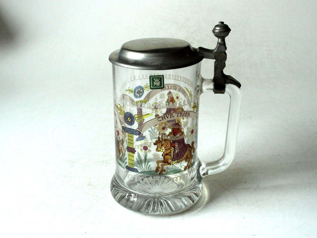WMF Beer Mug With Lid and Engraving Crystal Glass Beer Mug Tin Etsy
