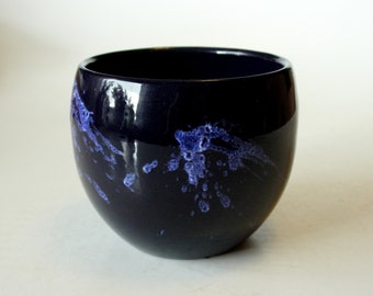 Großer Marei Blumentopf Vintage 1970er 1960er Pflanzer Übertopf blau gemustert plant pot WGP Modernist West Germany Planter Ceramic gemarkt