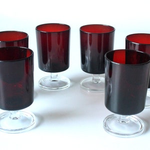 6 glasses Luminarc red wine glasses champagne glasses vintage 70s cocktail glasses party set 6 glasses mid century modernist glass design France