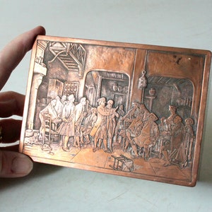 Rare Cigarette Dispenser Vintage 50s 60s midcentury Cigarettes Can Handmade Box Cigarettes silver plated copper relief
