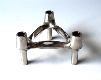 BMF Design Portacandele vintage con spina, portacandele color argento, portacandele da tavolo in stile metà secolo, portacandele da tavola