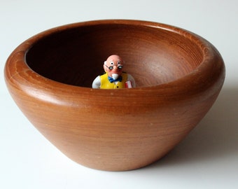Wooden bowl round vintage wooden bowl boho nut bowl offering bowl hardwood olive bowl mid century 1960s bowl teak hold all