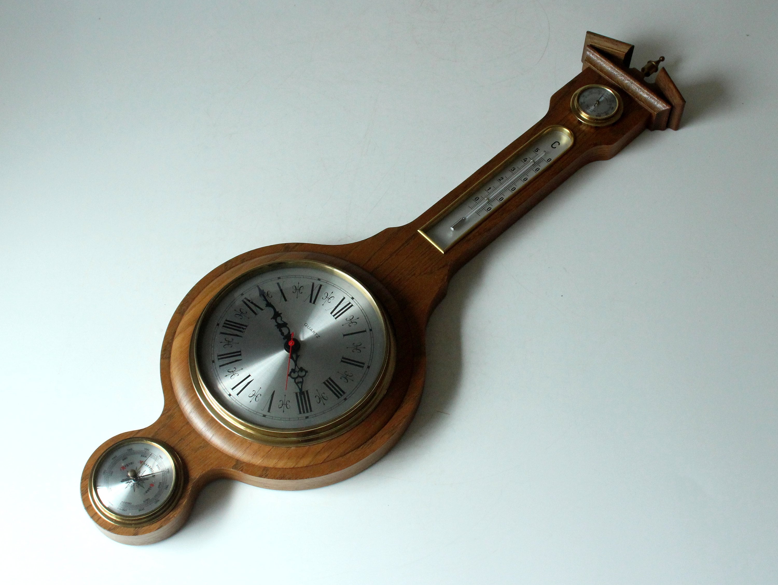 Baromètre Thermomètre Hygromètre Ancien – Bois Et Laiton – Altitude – Vintage