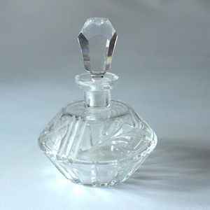 Set real lead crystal dressing table bathroom set glass Western Germany 50s boudouir set lidded jar bottle perfume