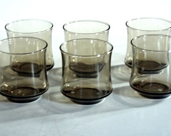 6 Whiskeygläser Rauchglas Vintage Wassergläser 70er 60er glasses grey black smoked glass Saftgläser Cocktailgläser Set of 5 whisky glasses
