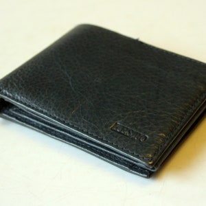 Wallet Vintage Leather Wallet azul oscuro Wallet Wallet Men 1980s Alemania Wallet Leather muchos compartimentos