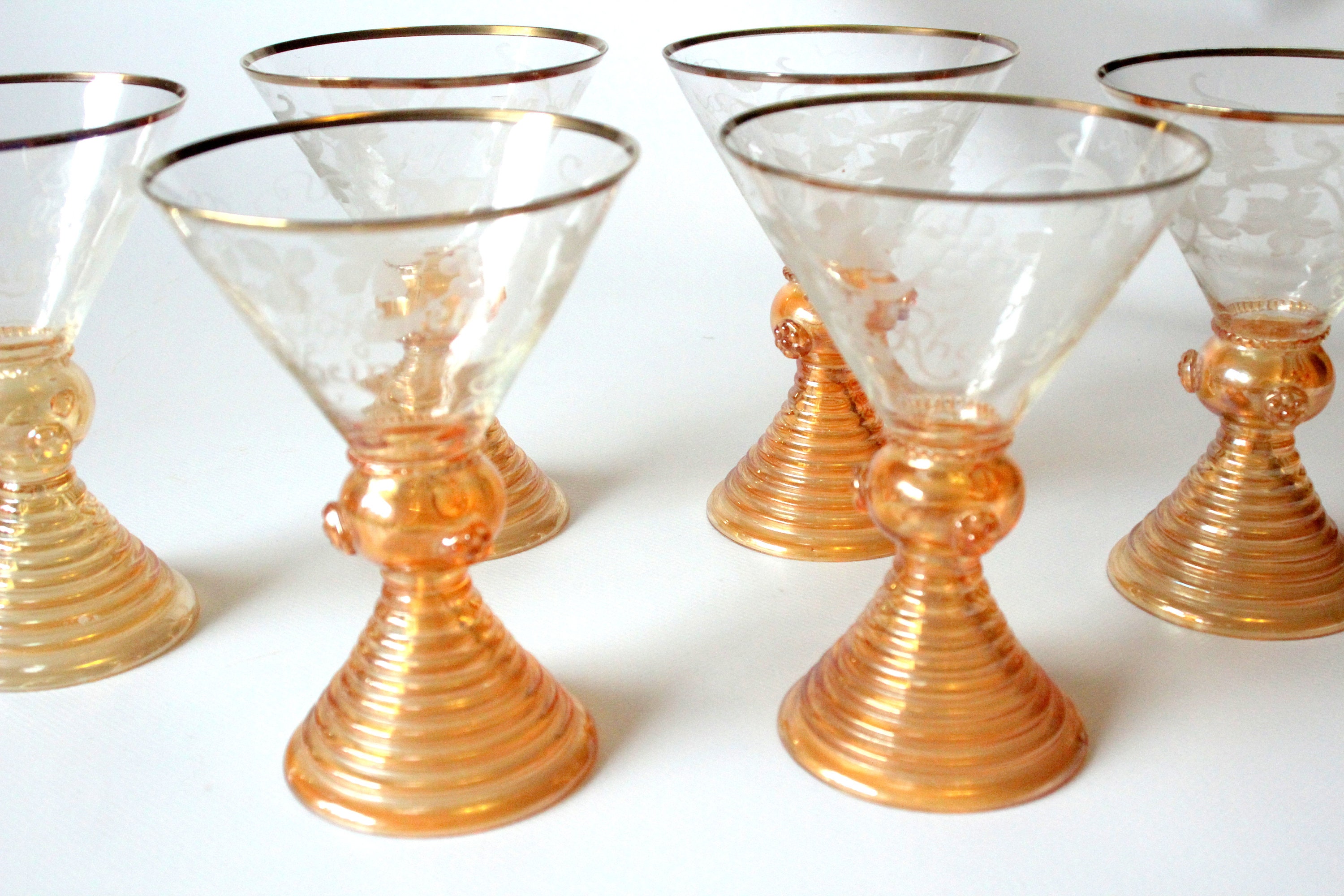 2 Stück Söhnlein Rheingold antike Sektschalen / Weingläser Vintage