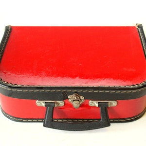 Case red Flower Power cosmetic case vintage 70s beauty case jewelry case make-up case