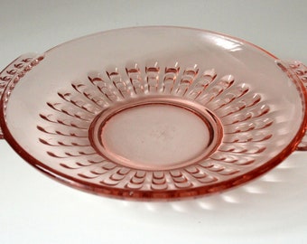 Vintage small bowl candy bowl pastry bowl pink glass rosalina pressed glass 30s 40s jewelry bowl mid century
