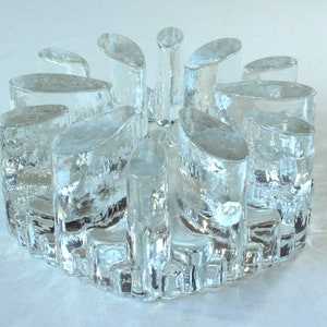 Tea warmer heavy glass vintage ice glass West Germany tealight tea warmer tealight holder 70s 80s Leonardo Teawarmer
