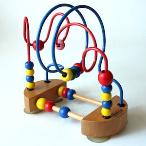 Toy Labyrinth Wood Vintage Handy Motor Skills Bow Toddlers Motor Skills Retro Toy Wood Germany for Babies and Toddlers
