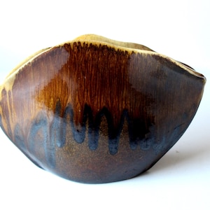 Studio Keramik 70er organische geformte Fat Lava Vase mid century Handarbeit West German pottery Fischmaulvase Unikat Sammlerstück gemarkt