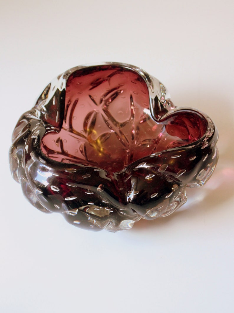 Murano glass vintage purple amethyst Murano glass ashtray bowl Etsy