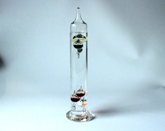 XXL großes Galileo Thermometer Glas Vintage mundgeblasen Sammlerglas Glaskunst handblown mulicolour  West Germany