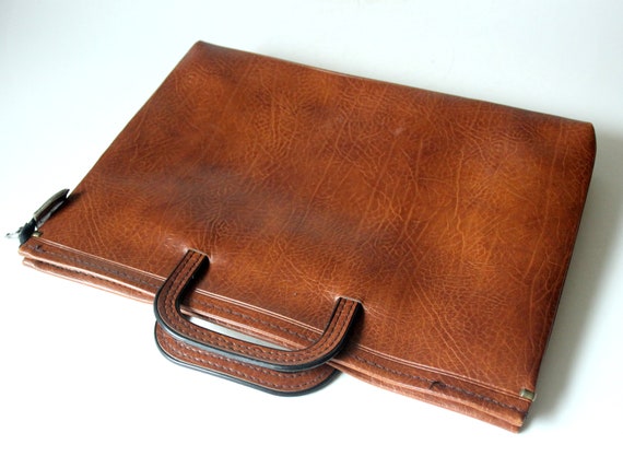 Briefcase vintage 50s 60s brown leather West Germ… - image 2