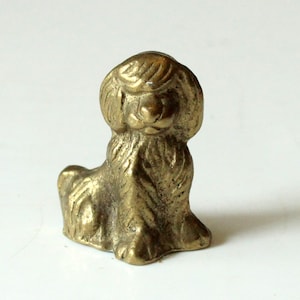 Cute Dog Figurine Spaniel Figurine Dog Vintage Brass Collie Minifigure with century Set Box West Germany Figurine Paperweight Collectible