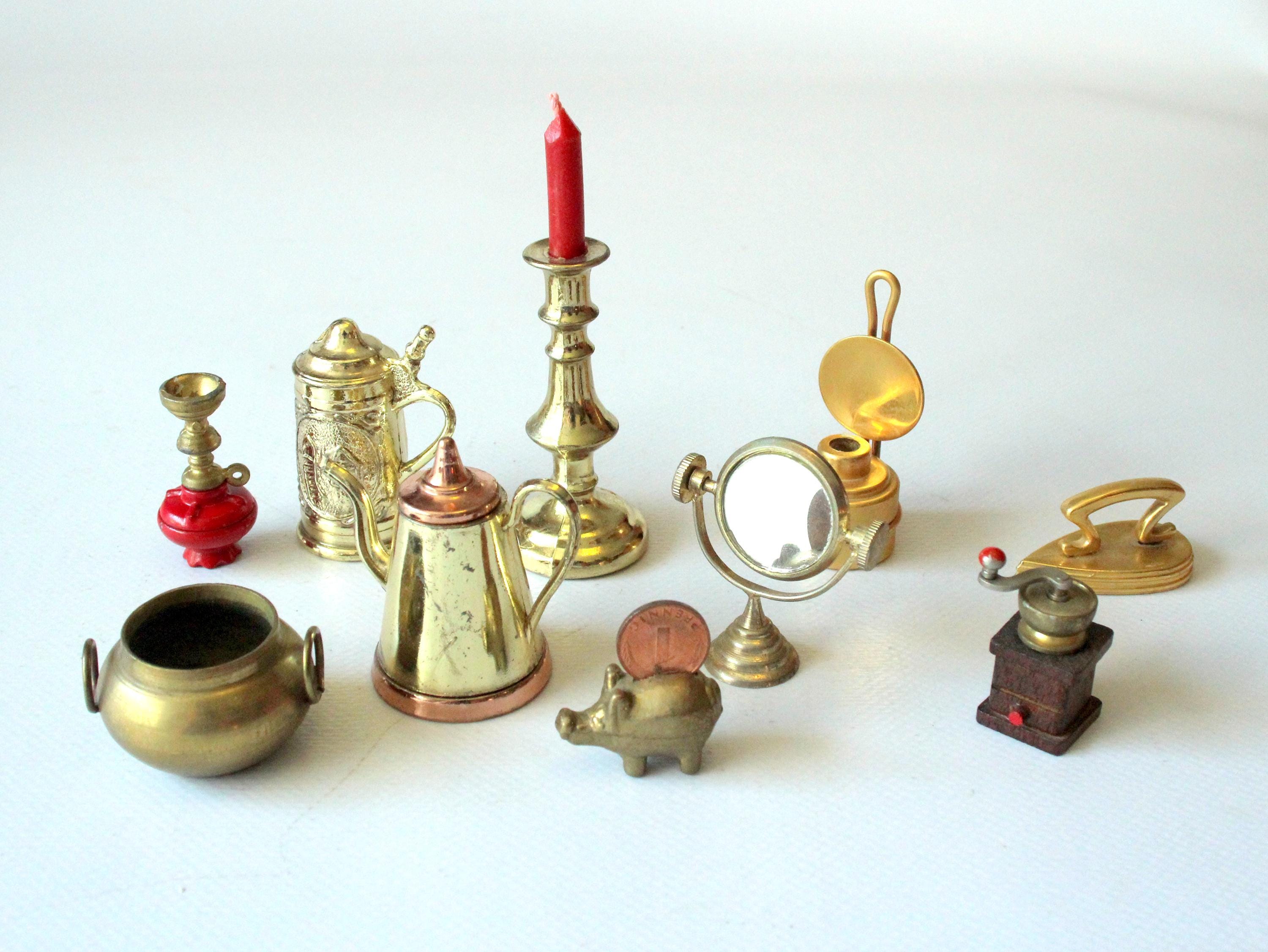 Süße Figuren Set Vintage Messing für Puppenhaus Setzkasten Deko 70er 80er West Germany Ornaments solid brass antique style collectible mini