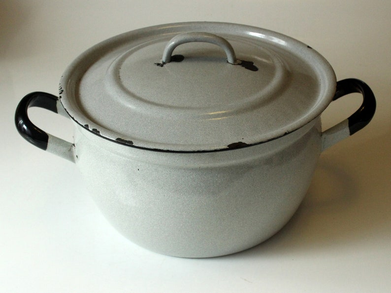 Ancient large pot enamel vintage soup pot XXL potato pot Etsy