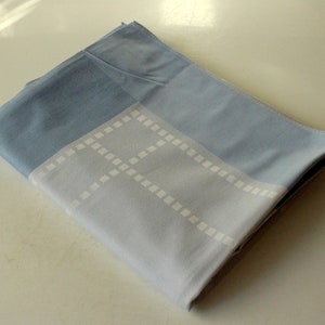 Tablecloth Damascus Cotton Vintage light blue white large Tablecloth 1960s Tablecloth Damask Cotton Tablecloth with white décor