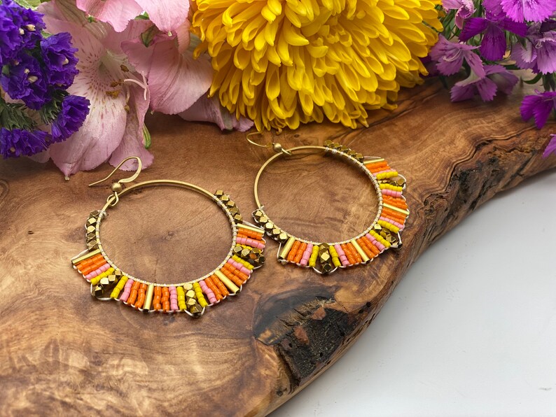 Seed Bead Hoop Earring