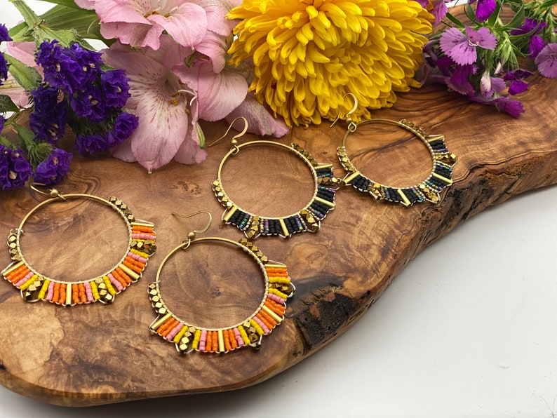 Seed Bead Hoop Earring