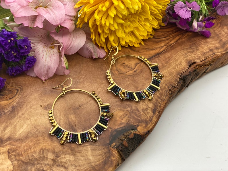 Seed Bead Hoop Earring