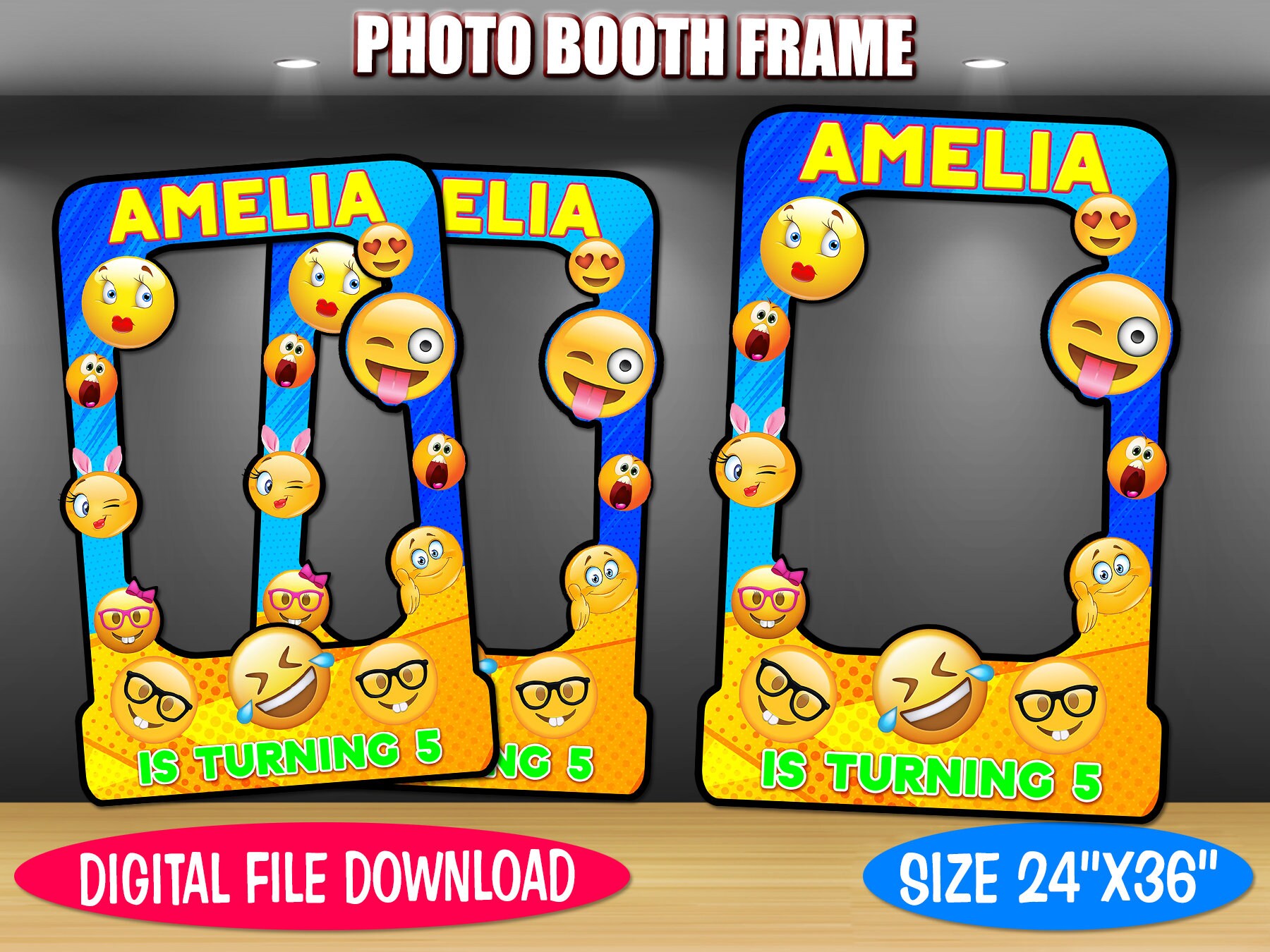 Emoji Inspired Emoji Inspired Photo Booth Frame Birthday Etsy