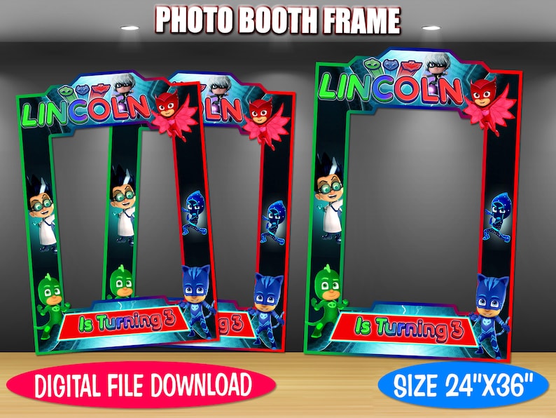 DIY Photo Booth Frame Pj Masks Inspired Digital File Only Pj Masks Inspired Photo Booth Frame Birthday Photo Booth